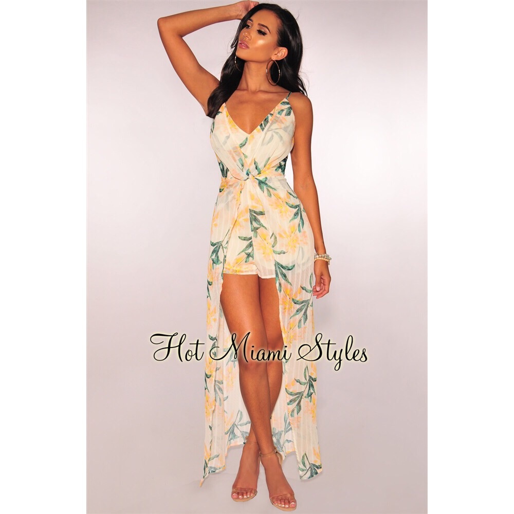 Cream Yellow Floral Romper